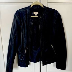 Macy’s Style & Co Black Faux Leather Jacket Size L